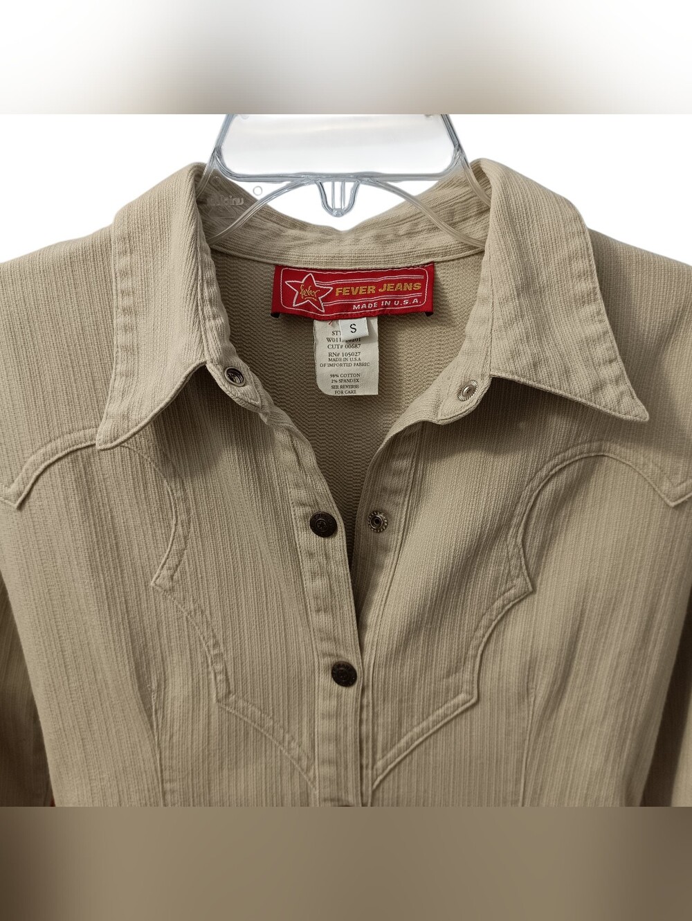 Vintage Y2K Fever Jeans Western Snap Shirt Made in USA 98% Cotton Coastal Cowgir